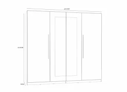 Kleerkast Helen 228cm - decor - wit