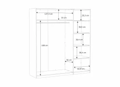 Kleerkast Helen  181cm - decor - wit