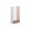 Kleerkast Jade 95cm - decor - mat roze & mat wit
