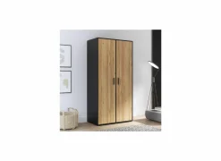 Kleerkast Mokkaro 95cm - decor - zwart & kastanje eik