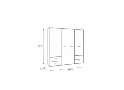 Kleerkast Mokkaro 206cm - decor - wit & sonoma eik