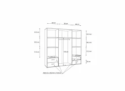 Kleerkast Mokkaro 206cm - decor - wit & sonoma eik