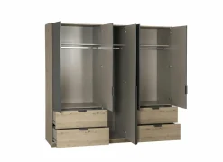 Kleerkast Quadraspin 226cm - decor - artisanale eik/ metallic grijs