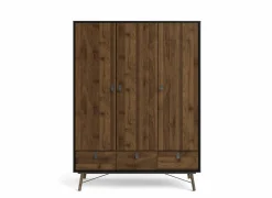 Kleerkast Ry 151cm - decor - mat zwart/okkernoot