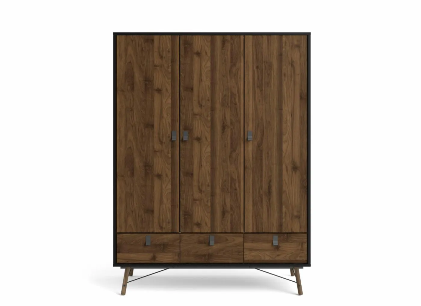 Kleerkast Ry 151cm - decor - mat zwart/okkernoot