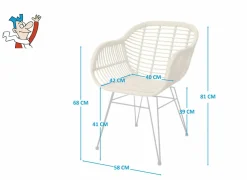 Kuipstoel Flores 58x62x81cm - polyethyleen - naturel/zwart