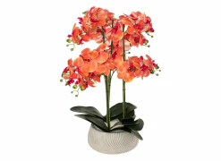 Kunstplant Orchidee H60cm - kunststof/keramiek - oranje