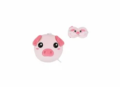 Kussen Piggy met slaapmasker - stof - roze