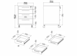Ladeblok Prima  48x49x68cm - decor - wit