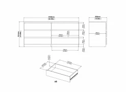 Ladekast Naia 154x50x71cm - melamine - mat zwart