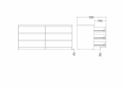 Ladekast Naia 154x50x71cm - melamine - wit hoogglans