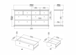 Ladekast Paris 183x49x87cm - decor - wit