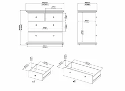 Ladekast Paris 97x49x87cm  - decor - mat grijs