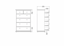 Ladekast Paris 96x49x140cm - decor - wit