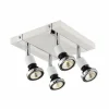 LED spot met 4 spots 5W GU10 chroom wit