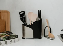 Lepelhouder Laydle  14x10cm - metaal & kunststof - nikkel/zwart