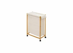 Linnenmand bamboe op wieltjes 55x28x80cm naturel