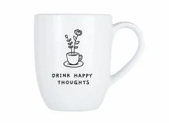 Mok Cosy Drink happy thoughts 53cl - porselein - wit