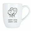 Mok Cosy Happy wife, happy life 53cl - porselein - wit