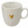 Mok Floral Hart 30cl - stoneware - wit & goud