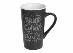 Mok Hot drink 50cl Ø9,1x15cm - porselein - zwart & beige