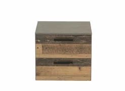 Nachtkastje Attaylar 45x42x41cm  - decor - oldwood vintage & donkergrijs