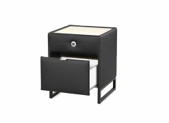 Nachtkastje Linea 44,5x44,5x43cm - lederlook - zwart