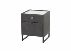 Nachtkastje Linea 44,5x44,5x43cm - lederlook - antraciet