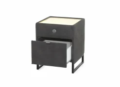 Nachtkastje Linea 44,5x44,5x43cm - lederlook - antraciet