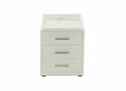 Nachtkastje Moon 48x47x62cm - stof - crème