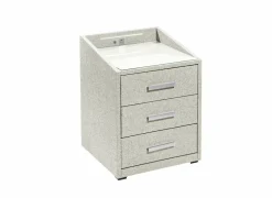 Nachtkastje Moon 48x47x62cm - stof - ivoor