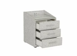 Nachtkastje Moon 48x47x62cm - stof & glas - grijs