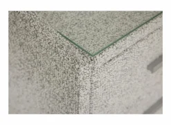 Nachtkastje Moon 48x47x62cm - stof & glas - grijs