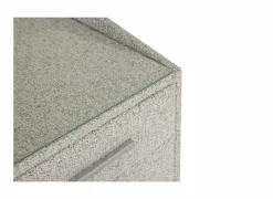 Nachtkastje Moon 48x47x62cm - stof & glas - grijs