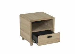 Nachtkastje Notte 40x40x40cm - eik massief & fineer & decor - naturel