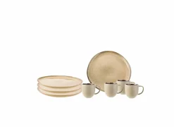 Ontbijtservies Oona 8-delig - keramiek - zand & groen