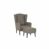 Oorfauteuil en poef Canto 76x80x107cm - stof - taupe