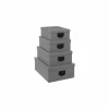 Opbergbox met jute effect - karton - grijs set van 4