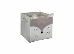 Opbergbox Vos 29x29x29cm - polyestervezel & papier - grijs