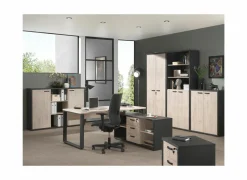 Opbergkast Capo 2 90x40x112cm - melamine - kastanje & zwart