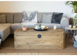 Opbergkoffer Opium 130x48x45cm - gerecycleerd den massief - naturel