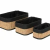 Opbergmand bamboe/stof set van 3