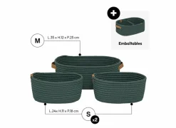 Opbergmand Duo 35x25xH12cm - polyester - ficus set van 3