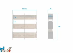 Opbergrek Opium  180,5x35x190cm - gerecycleerd den massief - naturel & zwart