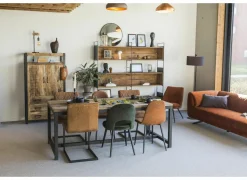 Opbergrek Opium  180,5x35x190cm - gerecycleerd den massief - naturel & zwart