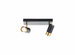 Opbouwspot Vigolo met 2 spots 5W GU10 - 33x12,5cm - zwart/goud