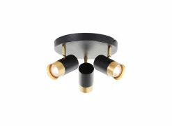 Opbouwspot Vigolo met 3 spots 5W GU10 - Ø29cm - metaal - zwart/goud