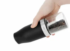 Peper en zoutmolen Elektrisch H18,3cm - glas/kunststof - zwart