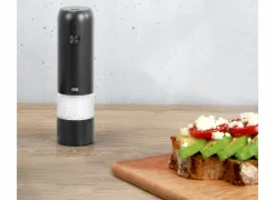 Peper en zoutmolen H14cm - RVS - antraciet elektrisch & oplaadbaar