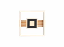 Plafondlamp Baldo 29,5x27,5cm - metaal/hout/kunststof - zwart/naturel